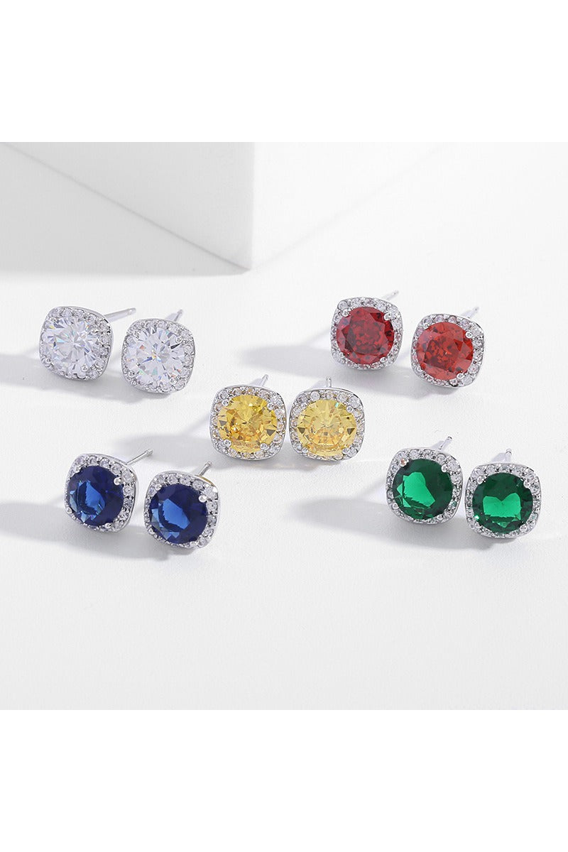 Color small square diamond earrings nail zircon earrings 528019159543