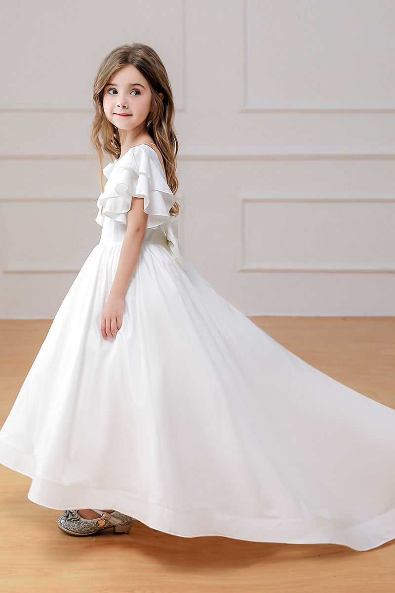 Ball-Gown/Princess Chiffon Sweep Train Flower Girl Dresses Pageant Dresses With Bow  805784889355