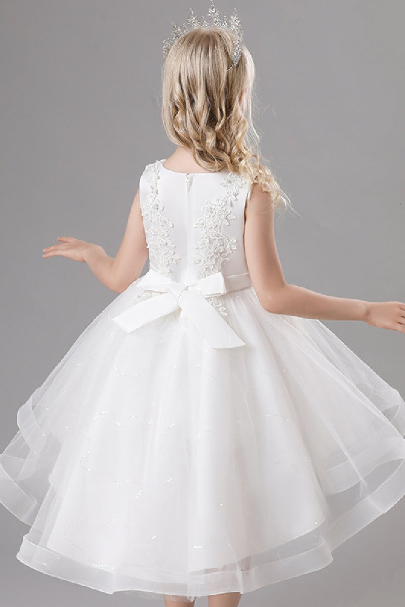 A-Line Scoop Neck Sleeveless High-Low Tulle Flower Girl Dresses 751391963514