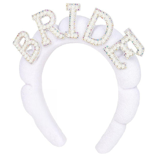 Bride color diamond bride sponge white headband 800455882013