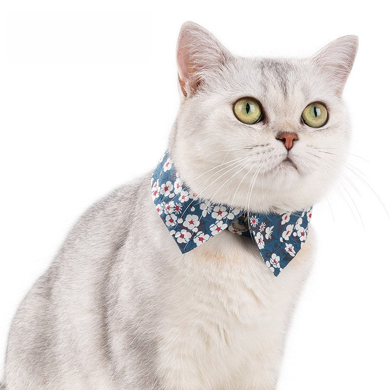 Pet cat floral bow tie collar cotton soft three-speed adjustable buckle 705224552519