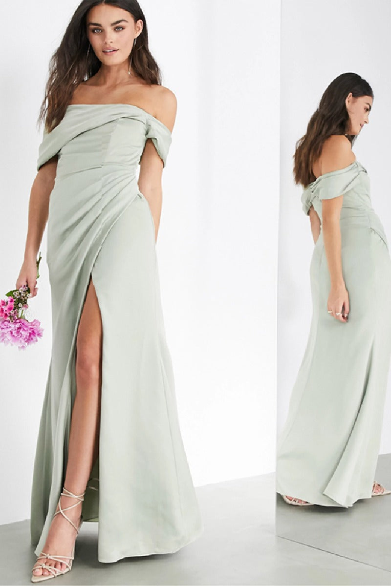 Trumpet-Mermaid Maxi Elastic Silk like Satin Bridesmaid Dress 640890117344