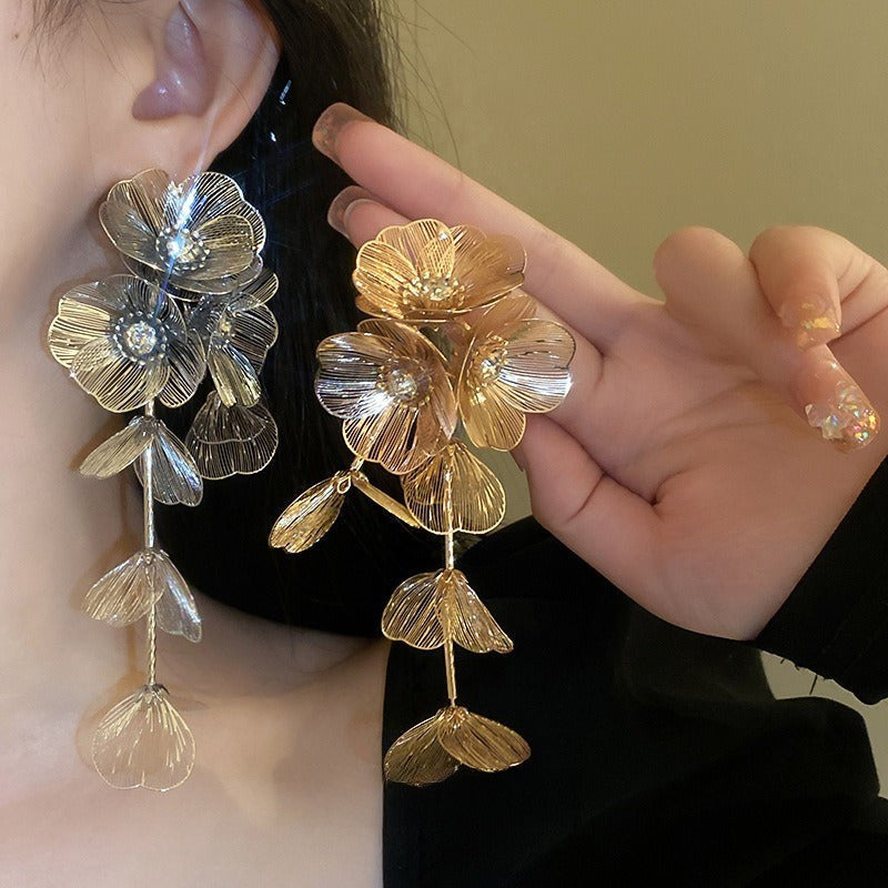 Floral tassel earrings Heavy metal long earrings Fashion earrings 726743719985