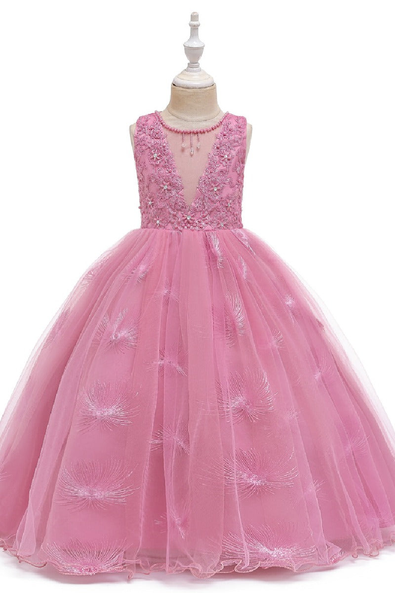 A-Line/Princess Scoop Neck Tulle Flower Girl Dresses With Sash/Bow  612626068133