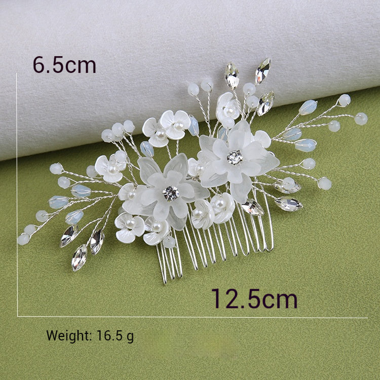 White pearl Pan Hair comb ornaments Handmade flower headdress bridal ornaments 728343527290