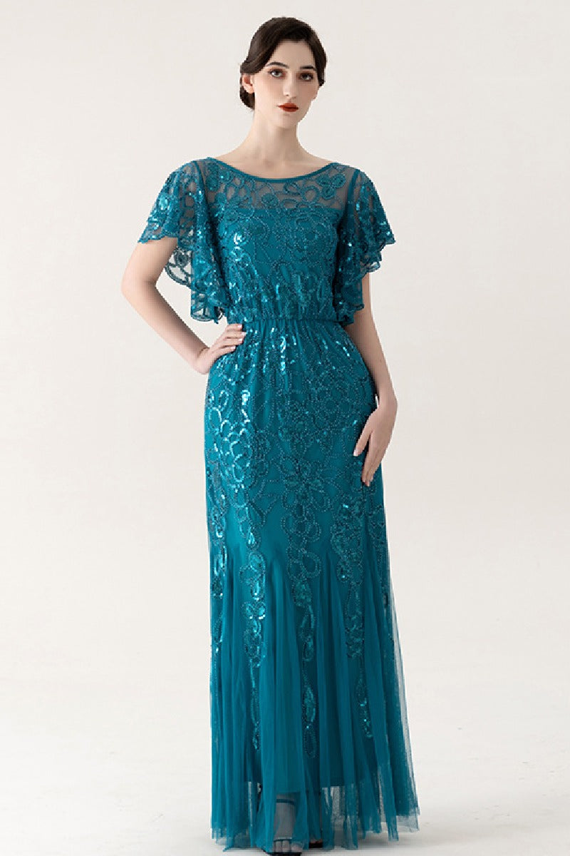 Sheath-Column Floor Length Sequined Lace&Tulle Dress 837006457646