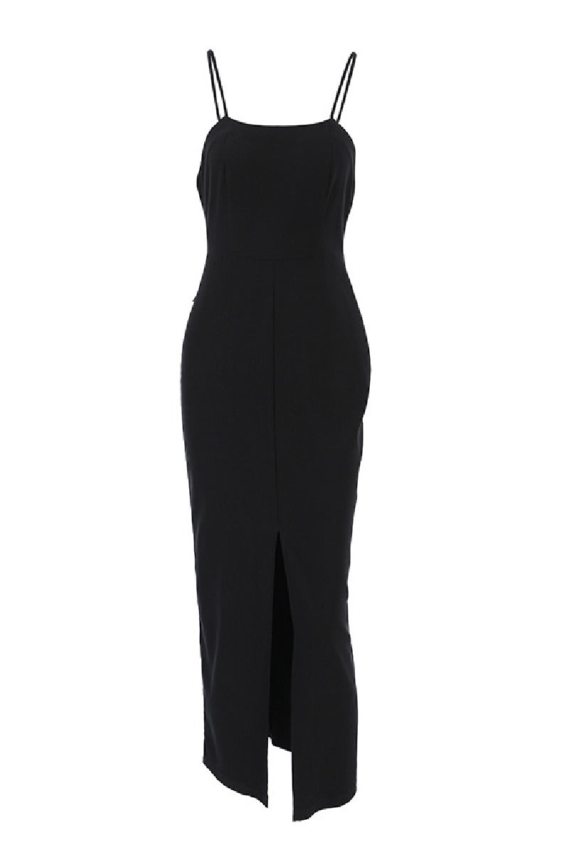 Hepburn style black halter dress 796420840679