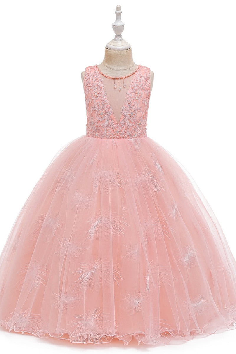 A-Line/Princess Scoop Neck Tulle Flower Girl Dresses With Sash/Bow  612626068133