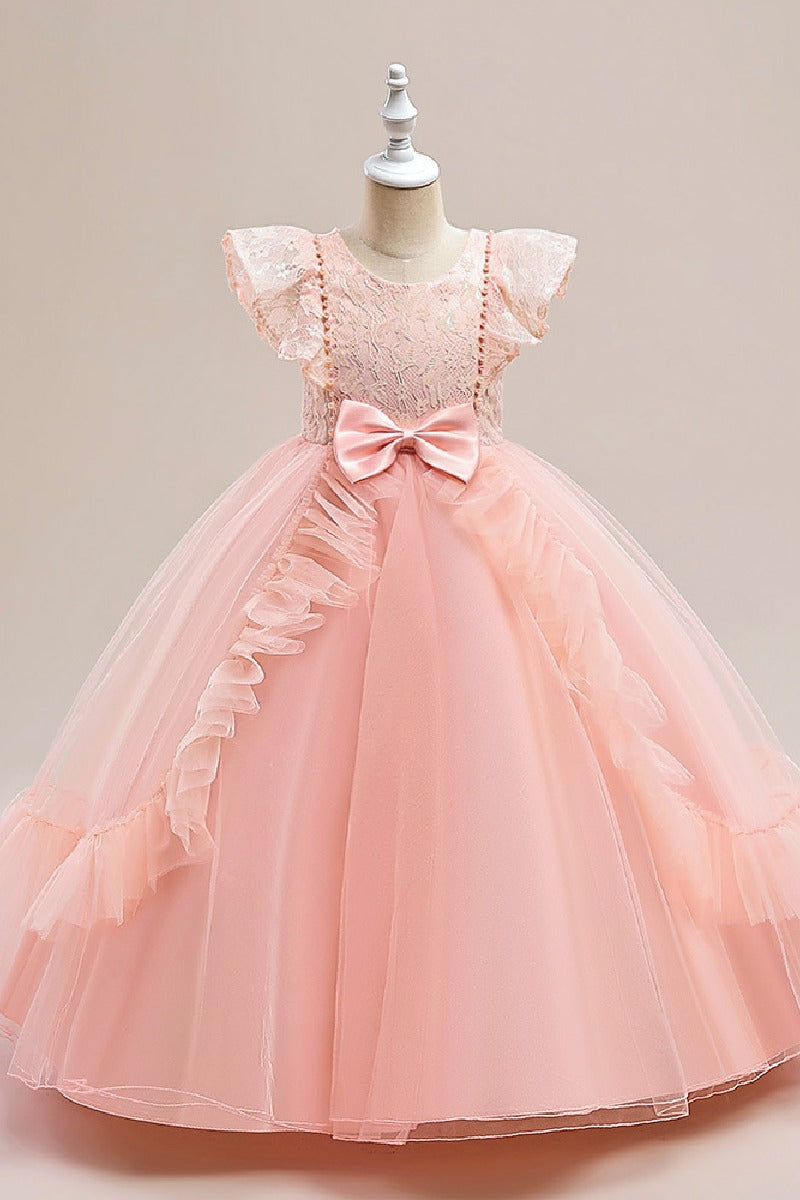 A-Line Scoop Neck Sleeveless Tea-Length Lace/Tulle Flower Girl Dresses 748862644678