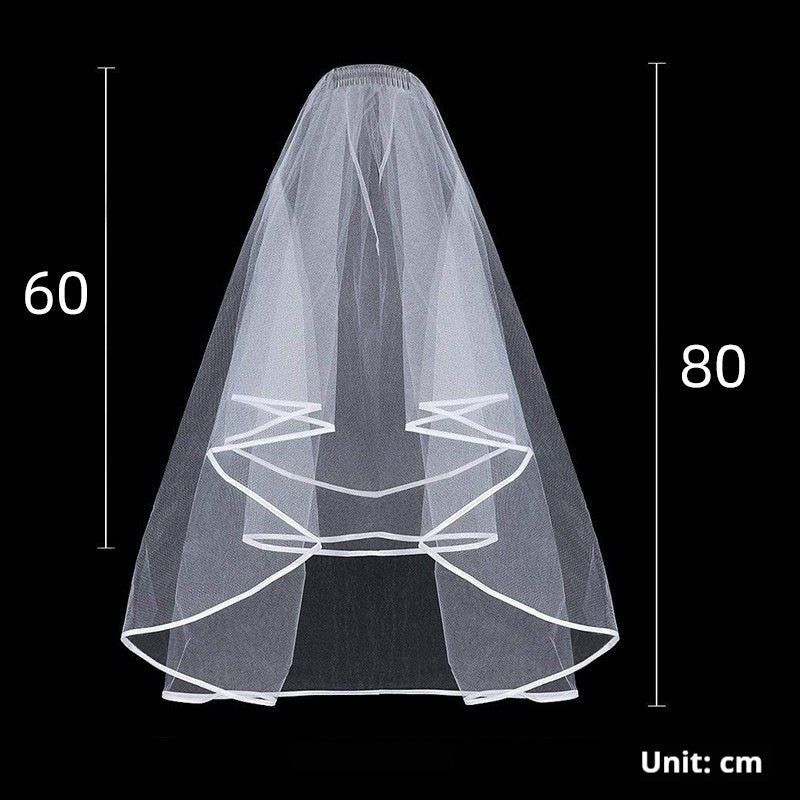 Simple black wrapped Halloween vintage wedding multi-layered veil 171962684