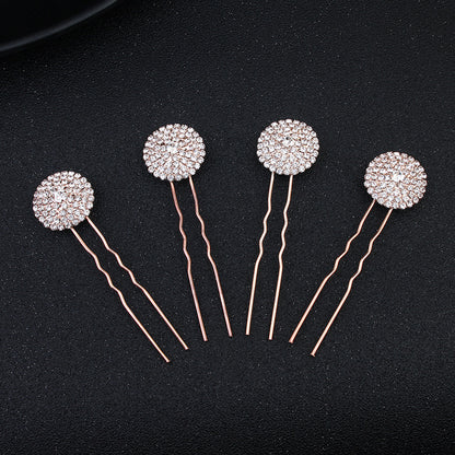 Round rhine-drill hairpin set hair praise simple bride headwear a set of 4  562700983574