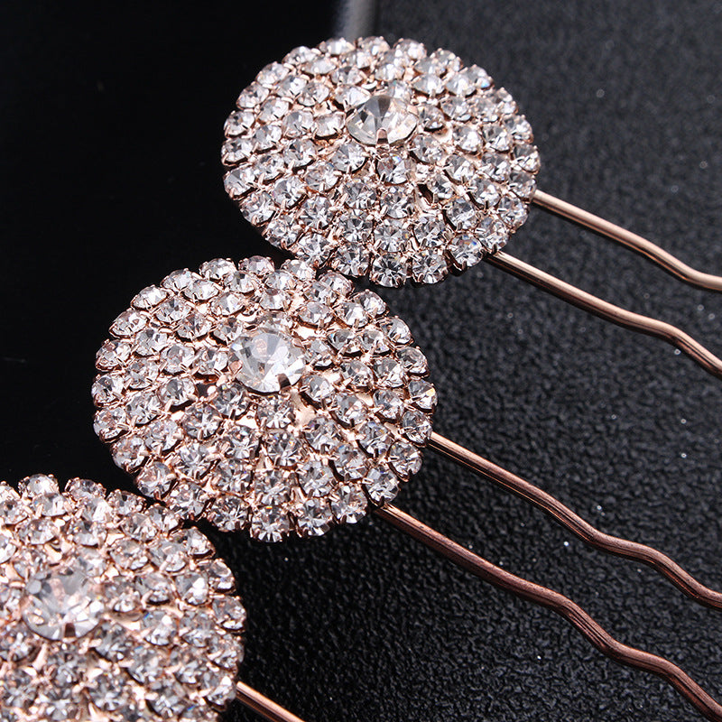 Round rhine-drill hairpin set hair praise simple bride headwear a set of 4  562700983574