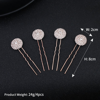 Round rhine-drill hairpin set hair praise simple bride headwear a set of 4  562700983574