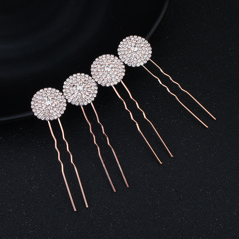 Round rhine-drill hairpin set hair praise simple bride headwear a set of 4  562700983574