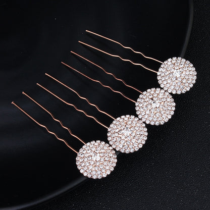 Round rhine-drill hairpin set hair praise simple bride headwear a set of 4  562700983574