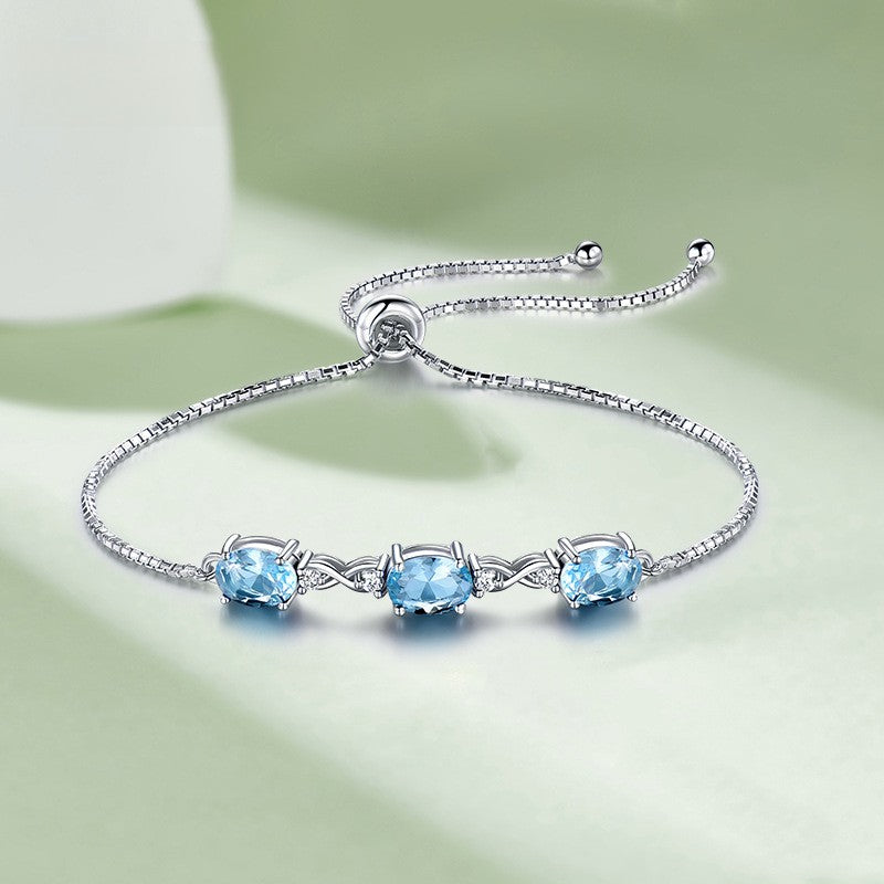 Sky blue topaz adjustable bracelet 615508967871