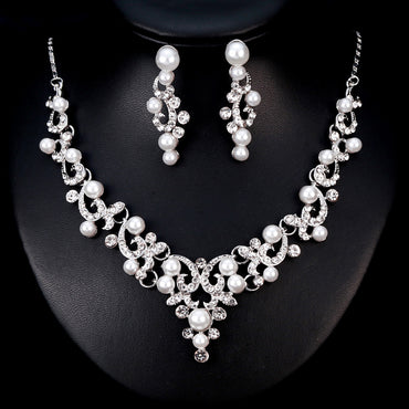 Bridal Necklace set Fashion all-in-one diamond pearl necklace  563146104995