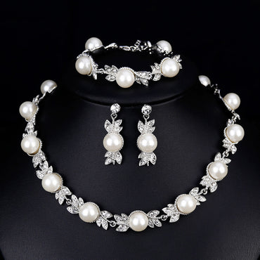 Bridal Necklace Wedding dress with Necklace Set Temperament Pearl set Bridal Necklace Earrings accessory set 563330085248