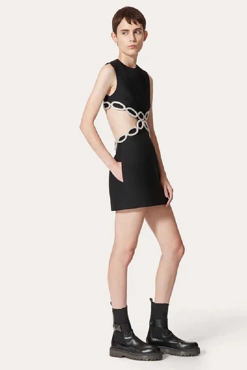 Black French Hepburn bandage cocktail dress 737450084747