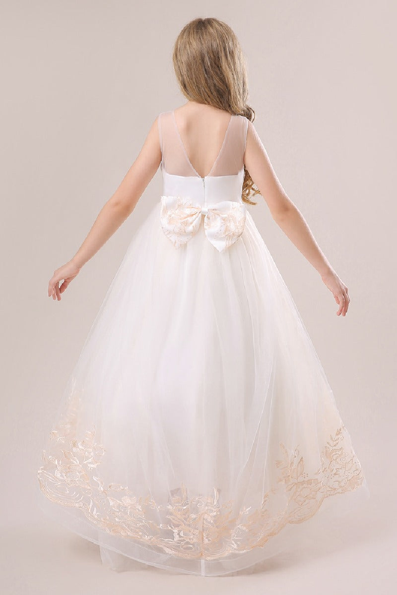 A-Line Illusion Neck Sleeveless Lace/Tulle Flower Girl Dresses 687333472255