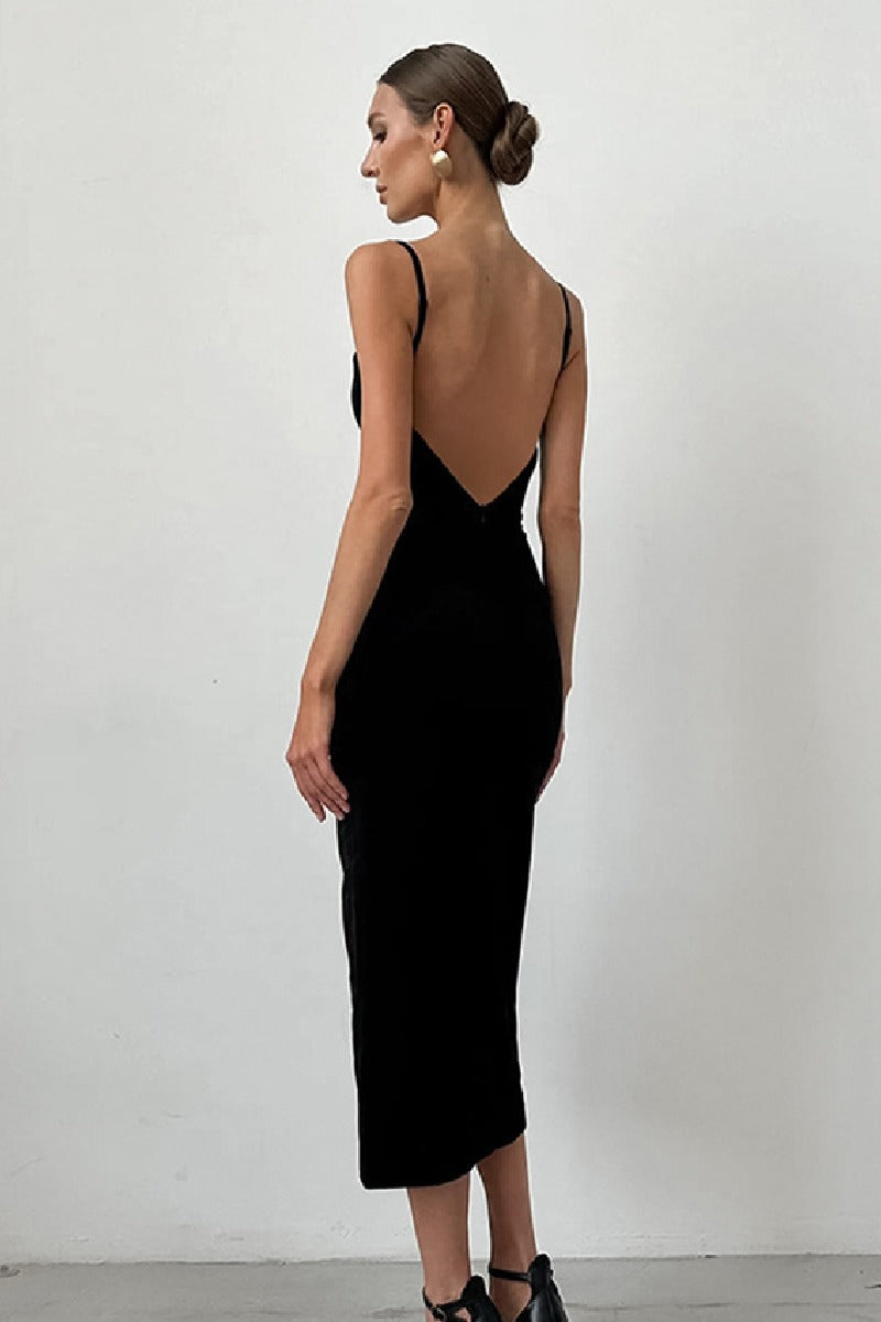 Hepburn style black halter dress 796420840679