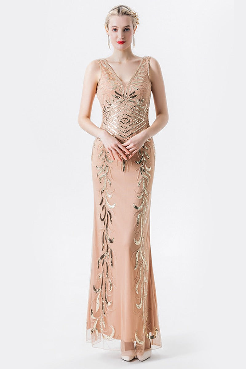 Sheath-Column Floor Length Sequined Lace Dress 669906125997