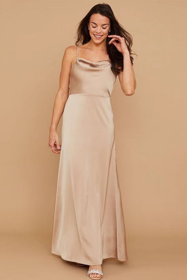 A-Line Maxi Elastic Silk like Satin Bridesmaid Dress 838006505231