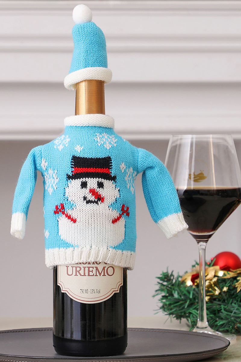 Christmas decorations wine knit bottle set holiday scene layout   807308392160