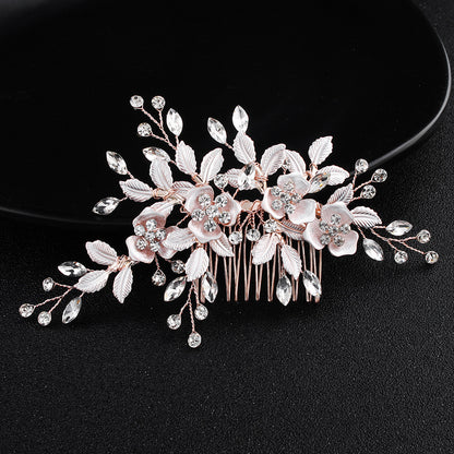 Bridal Headwear Flower Leaf Hair Comb Pin Exquisite hair ornaments Alloy flower Hairpin comb set 566273410210