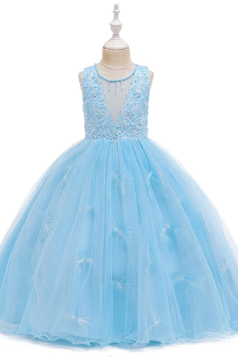 A-Line/Princess Scoop Neck Tulle Flower Girl Dresses With Sash/Bow  612626068133