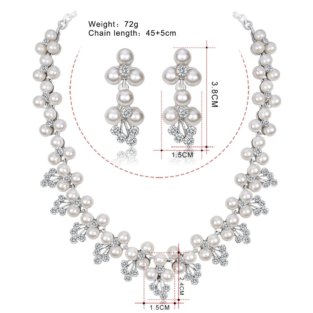 Pearl rhinestone bridal necklace set Wedding Necklace jewelry Wedding Accessories jewelry set 563391827326