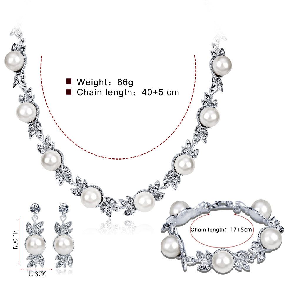 Bridal Necklace Wedding dress with Necklace Set Temperament Pearl set Bridal Necklace Earrings accessory set 563330085248