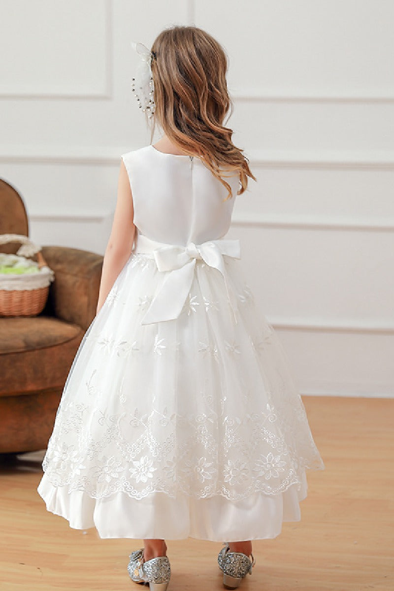 A-Line/two-piece Scoop Neck Long Sleeve Lace Flower Girl Dresses 785738686737