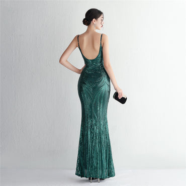 Trumpet-Mermaid Floor Length Sequins  Dress 687482392338