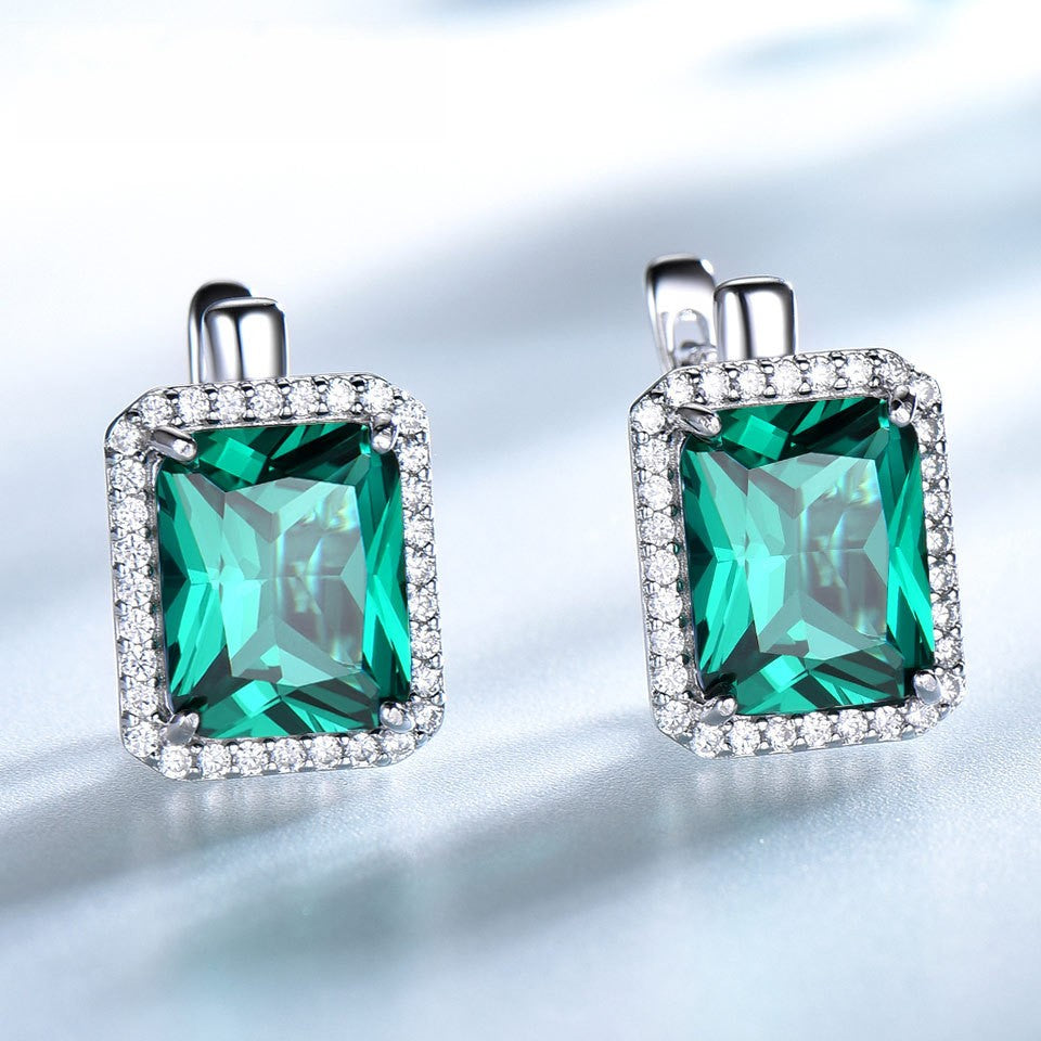 Sky blue topaz square earrings with diamonds 616219943551