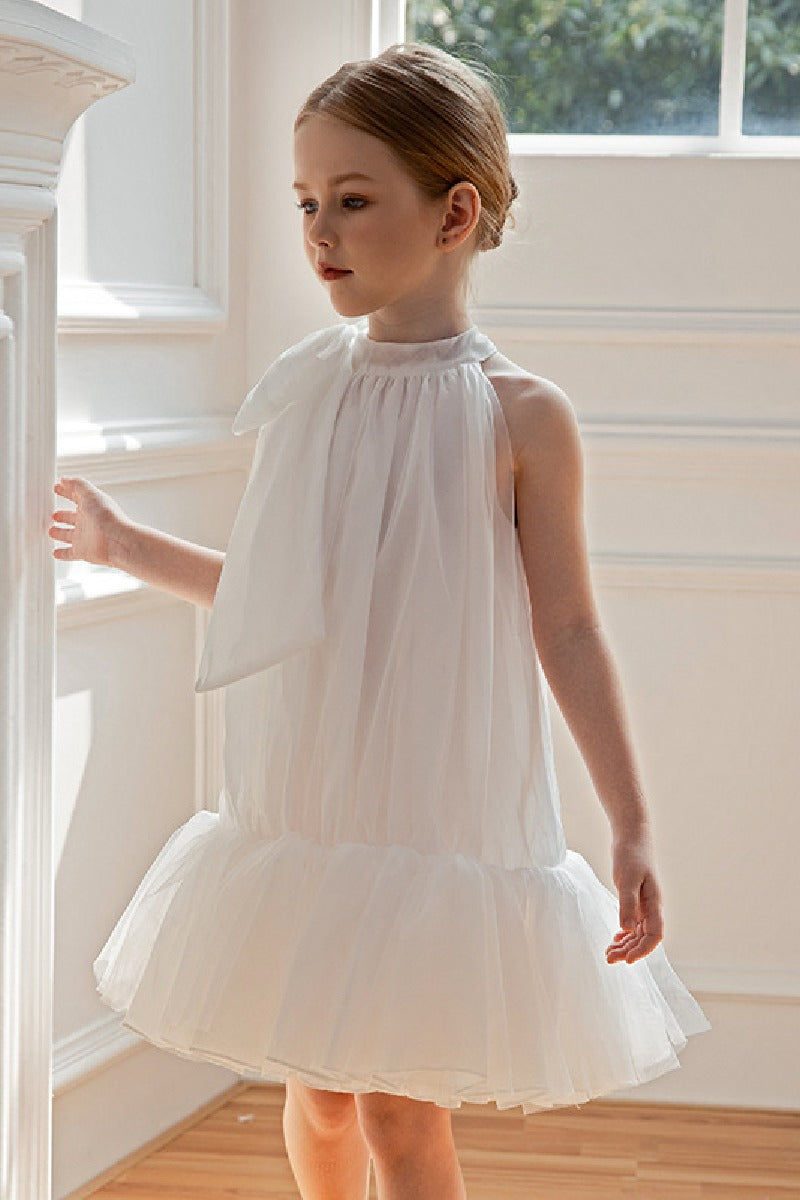 A-Line/Princess High Neck Mini Tulle Flower Girl Dresses 842537862733