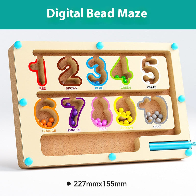 Children's magnetic wooden bead maze toy 844735599183