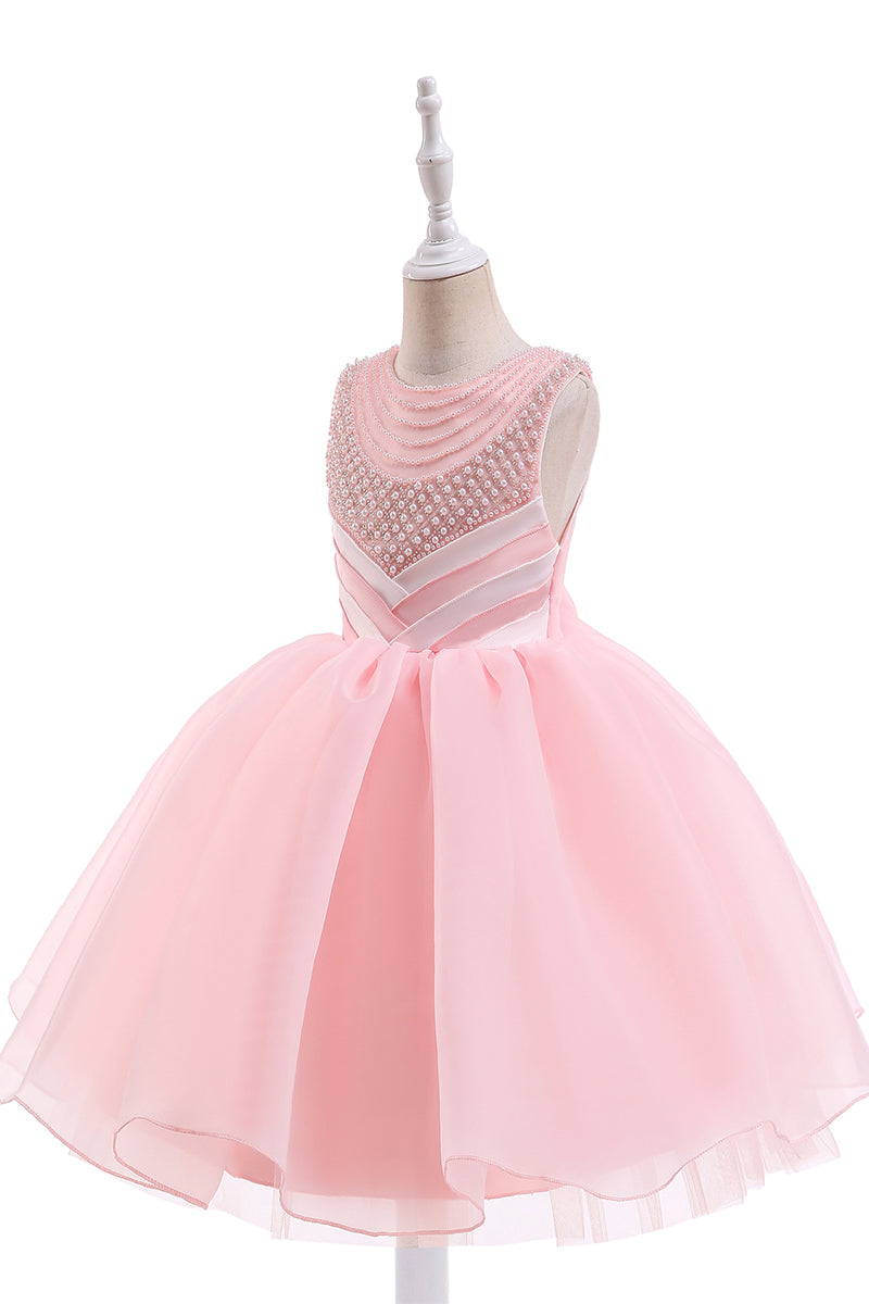 Ball-Gown Scoop Neck Sleeveless Satin/Tulle Flower Girl Dresses With Bow(s)/Beading 674520604690