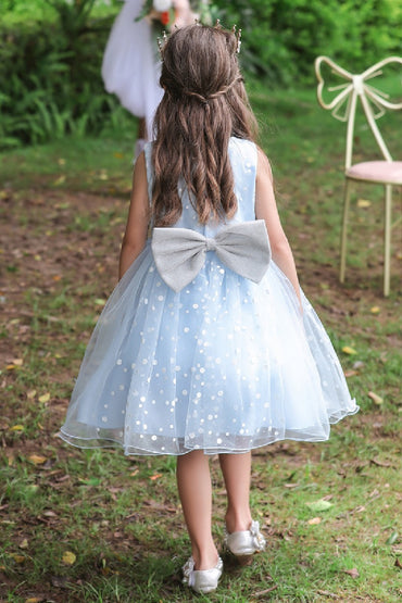 Ball-Gown Scoop Neck Sleeveless Dot Print/Tulle Flower Girl Dresses With Bow(s) 675366554705