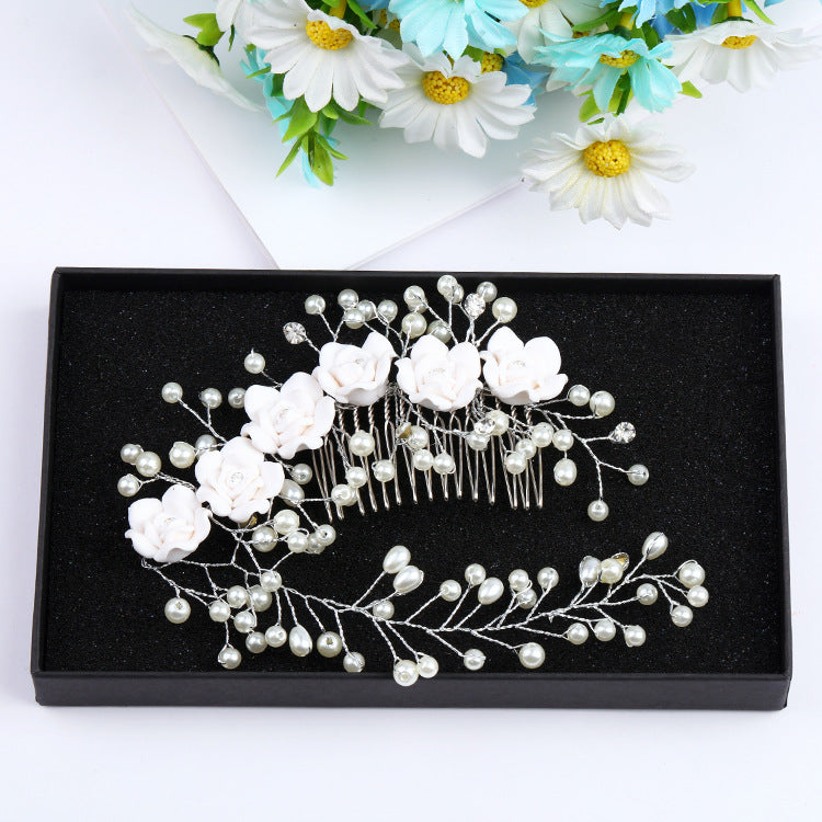 Exquisite handmade bridal hair accessories Pearl leaves rose Combs 573073773955