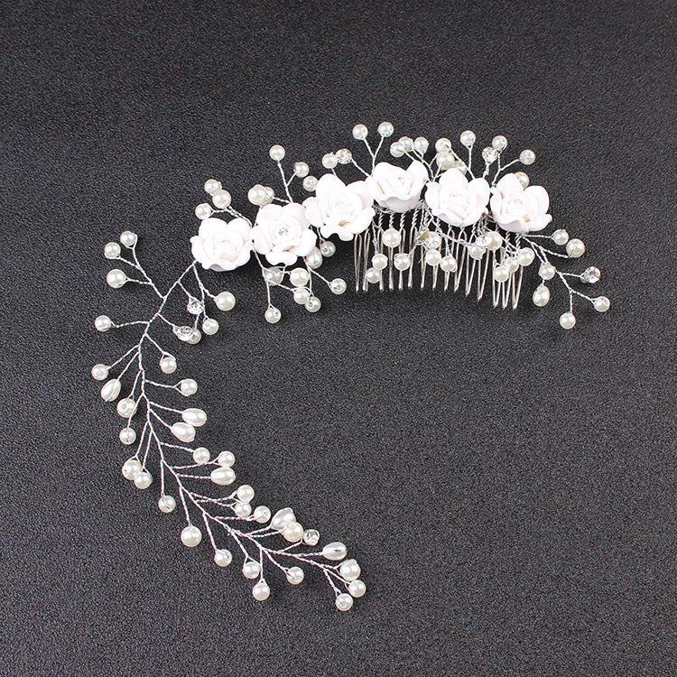 Exquisite handmade bridal hair accessories Pearl leaves rose Combs 573073773955