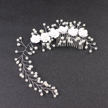 Exquisite handmade bridal hair accessories Pearl leaves rose Combs 573073773955