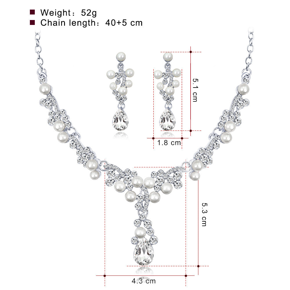 Bridal Necklace set Wedding matching earrings necklace jewelry two-piece jewelry set 574810894603