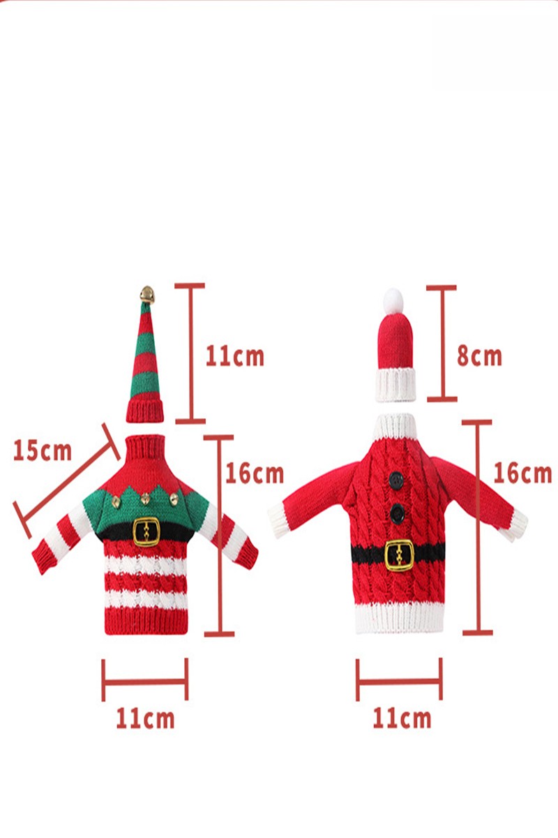 Christmas decorations wine knit bottle set holiday scene layout  768517703785