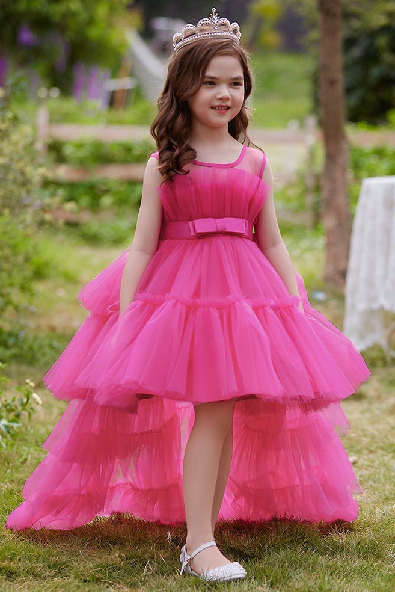 Ball-Gown Square Neckline Knee-Length Tulle Removable tail Flower Girl Dresses 776544998685