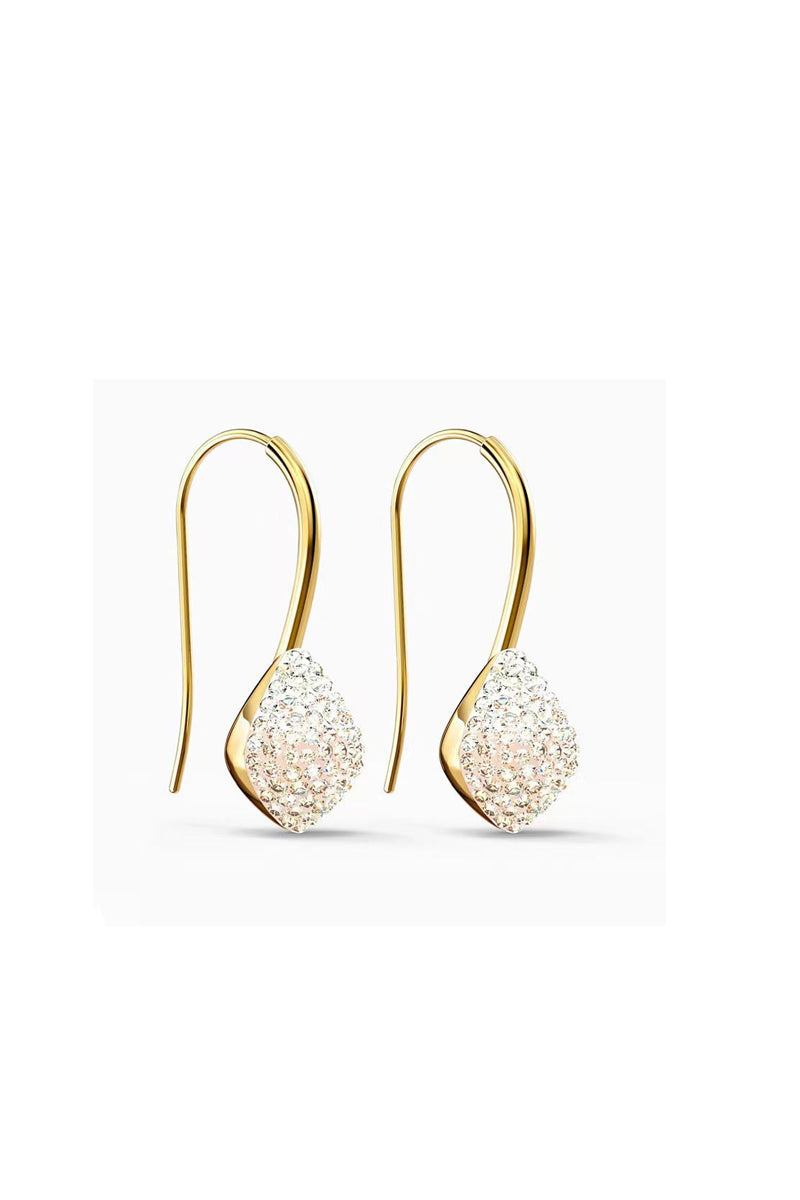 Gradient Champagne Drop stud Crystal diamond earrings 810230936368