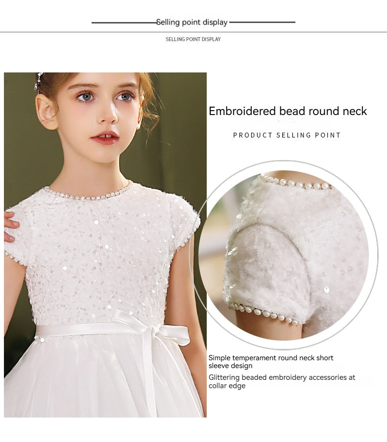 Ball-Gown Jewel  Tulle/Sequined Maxi Flower Girl Dresses With Ruffle 820077667678