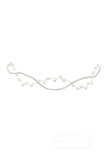 Alloy Headbands with Imitation Pearl and Rhinestone AH18001