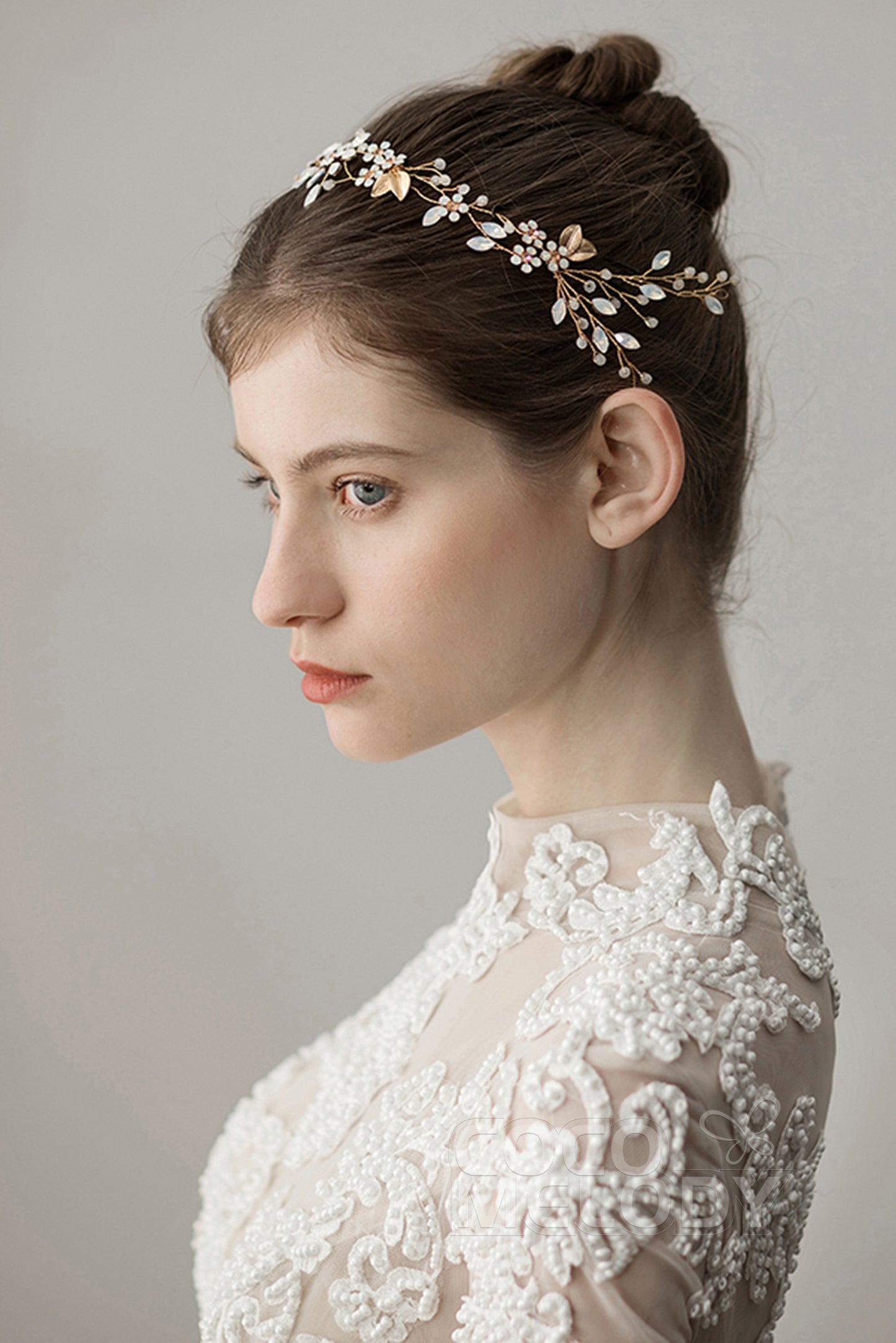 Elegant Alloy Headbands with Opal AH18012