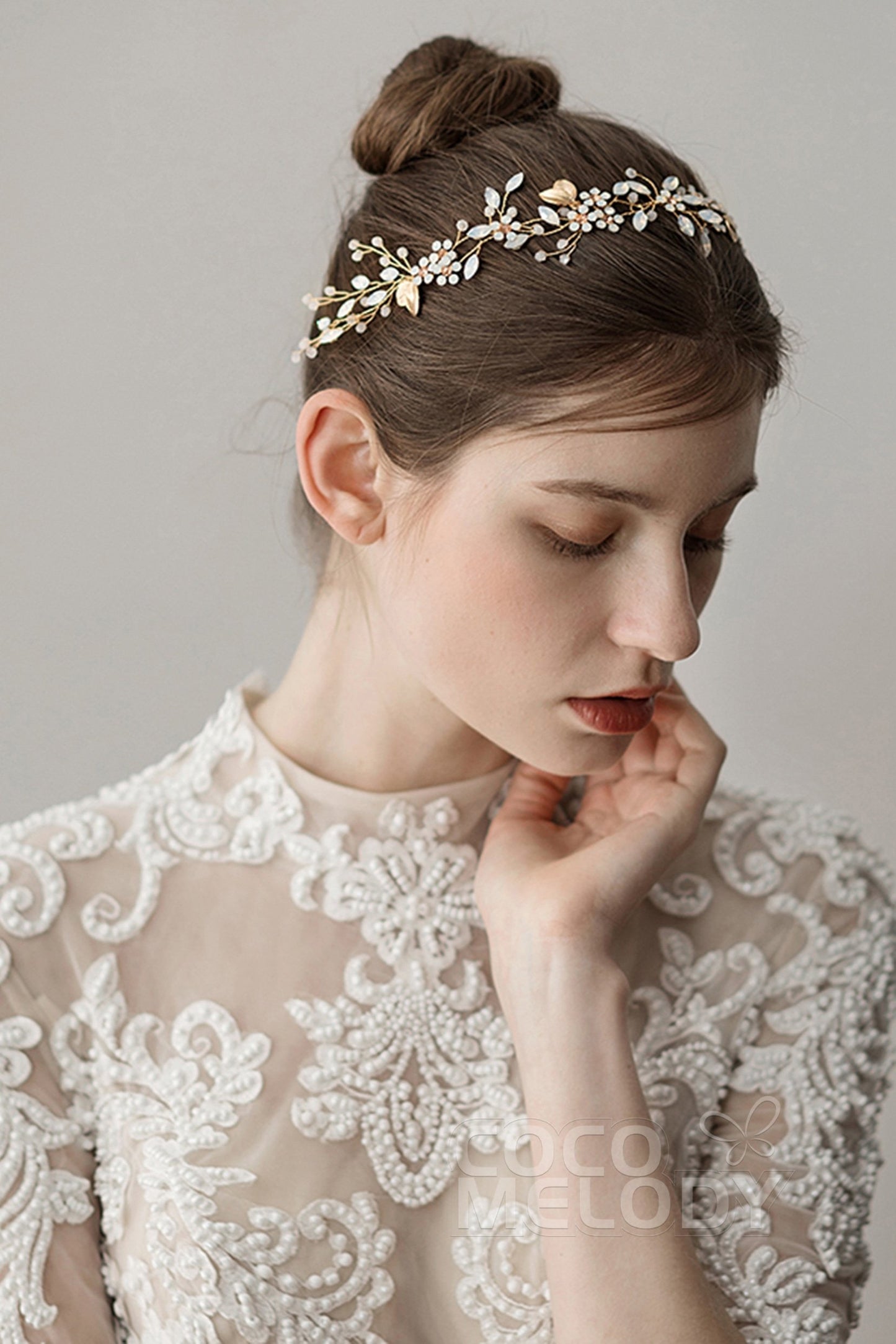 Elegant Alloy Headbands with Opal AH18012